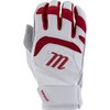 Marucci 2021 Adult Signature Batting Gloves, White/RED, Adult Medium