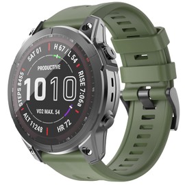 OVERSTEP Compatible with Fenix 7 Watch Band, 22mm Width Soft Silicone Watch Strap for Garmin Fenix 5/Fenix 5 Plus/Fenix 6/Fenix 6 Pro Smartwatch (Military Green)