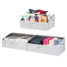 KEEGH Closet Baskets and Storage Bins for Shelves Linen Closet Shelf Organizers and Storage Box Trapezoid Storage Bins Shelf Baskets with Handles for Closet Organization (Grey, 3 Pack)