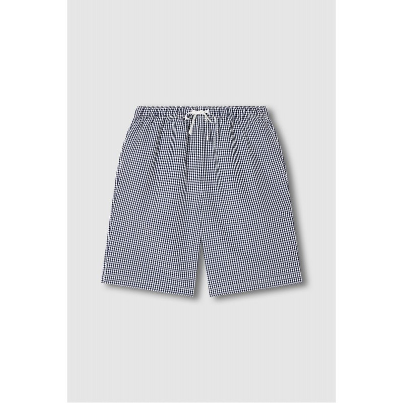 JAJU Seersucker Check 5-Length Lounge Pants_Light Navy