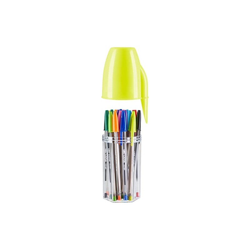BIC Megatubo 20 Pcs Colorful Crystal Ballpoint Pens (1mm Tip)