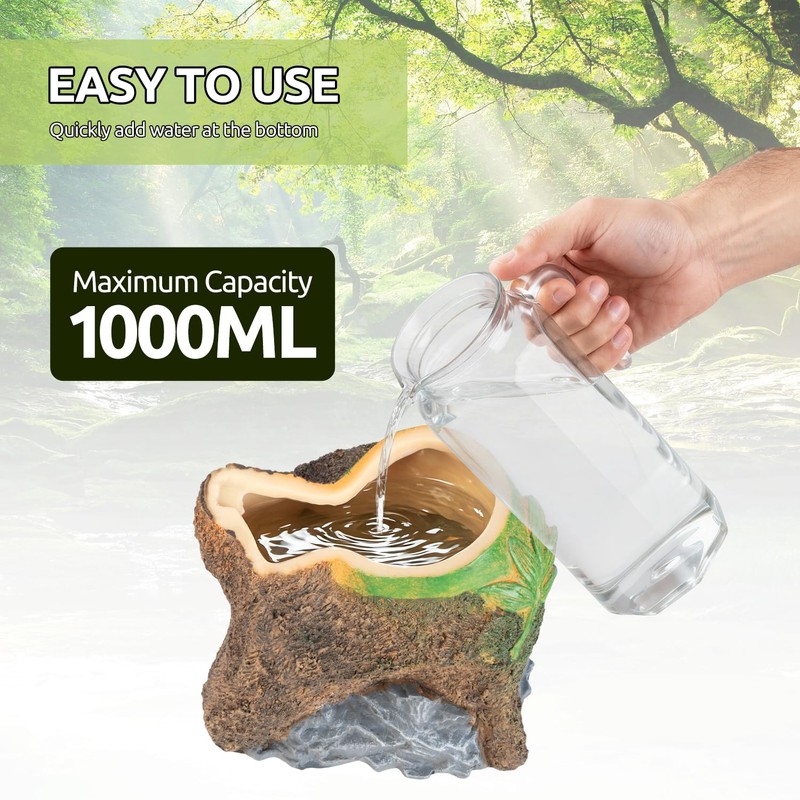 Reptile Humidifier Fogger, Bamboo Trunk Humidifier with Top Mist Outlet,