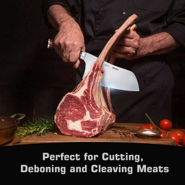 Mueller 7-inch Cleaver Knife, Vegetable Meat Chinese Chef’s Knife, German Stainless Steel with Ergonomic Pakkawood Handle, for Home Kitchen and Restaurant, Valentines Day Gifts for Him