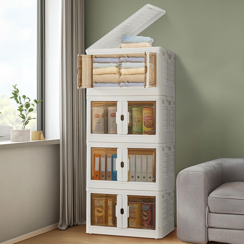 Stackable Storage Bins with Lids Portable and Lockable Organizer with