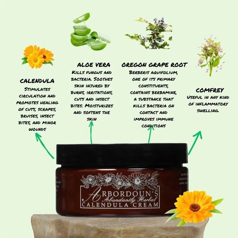 Arbordoun Calendula Cream 4oz – Soothing Salve with Comfrey, Aloe