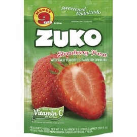 Zuko Strawberry Instant Powder Drink | Family Pack | No Sugar Needed | Vitamin C | 14.1 Ounce (Pack of 6)