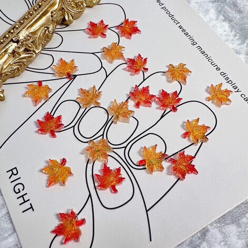 100Pcs Fall Nail Charms and Gems Autumn Maple Leaves Nail