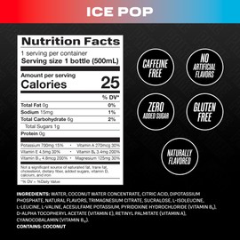 PRIME Hydration ICE POP, Sports Drinks, Electrolyte Enhanced for Replenishing Fluids, 250mg BCAAs, B Vitamins, Antioxidants, Low Sugar, 16.9 Fl Oz, 12 Pack