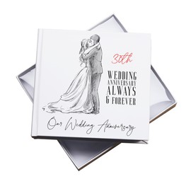30th Wedding Anniversary Photo Album, White, Holds 50 Photos 6" x 4", Gift Boxed