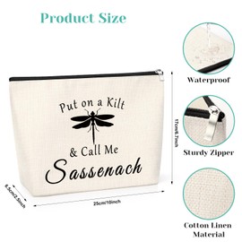 Outlander Gifts for Women Sassenach Outlander Makeup Bag Sassenach Presents Zipper Pouch Dragonfly Cosmetic Pouch for Women Friend Colleague Mum Aunt Outlander Merchandise Toiletry Bag