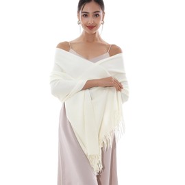 RIIQIICHY Winter Scarf for Women Ivory Pashmina Shawls Wraps for Evening Dresses Large Warm Soft Scarves