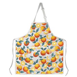 TOBGBE Orange Gifts Idea Tangerine Adjustable Apron With Pockets For Women Tangerine Themed Items Gifts (Orange Apron)