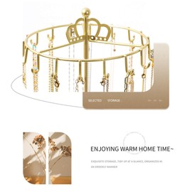LOL-FUN Rotating Jewelry Holder, Jewelry Tree Stand, Jewelry Organizer, Necklace Hanger, Necklace Earring Storage Shelf Accessory Stand Jewelry Display Stand Ring for Necklace, Gold