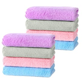 Asheyya Flannels Face Cloth Pack 8 for Kids and Women, 12 X 12 Inch Soft Face Cloths for Washing Face, Reusable Quick Dry Face Towels