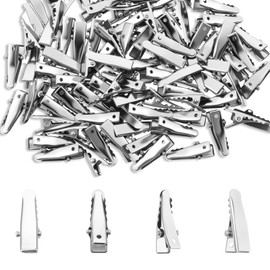 Tyqour 120PCS Alligator Hair Clips Small Alligator Clips Metal Silver Aligator Clips for Hair Styling & Crafts DIY Supplies for Accessory Making