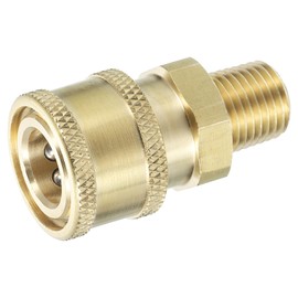 sourcing map Pressure Washer Fitting, Solid Brass Pressure Washer Couplers, 1/4 Inch Quick Connect to Male NPT Thread for Pressure Washer Gun to Pressure Washer Hose, 1 Pack