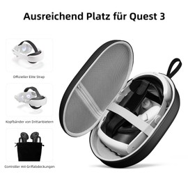 ZOZOVR Hard Carrying Case for Meta Quest 3, Compatible with Oculus Quest 3 Headset with Elite Strap, Controllers and Other Accessories, Storage Box with Superior Protection for Travel (Black)