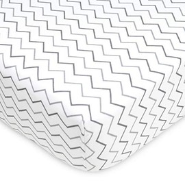 American Baby Company Fitted Crib Sheet 28" x 52", Soft Breathable Neutral 100% Cotton Jersey Sheet, Grey Zigzag, for Boys and Girls, Fits Crib and Toddler Bed mattresses