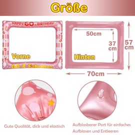 60th Birthday Photo Booth 30 Pieces Photo Booth and 1 Piece Inflatable Photo Frame Gifts for 60th Birthday Woman Photo Props Decoration Birthday Decoration Rose Gold