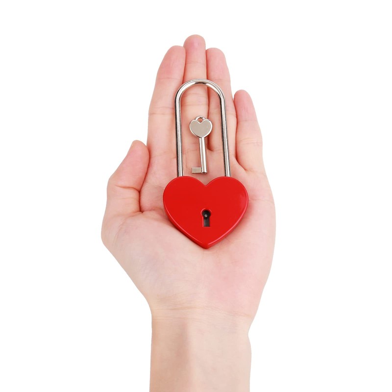 VeYocilk 10 PCS Red Love Lock Heart Shaped Lock Cute