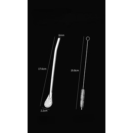 Reusable Stainless Steel Drinking Straws with Filter Spoon - 4 Pcs Set with Cleaning Brush for Boba, Smoothies, Coffee