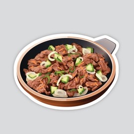 Korean Food Dish Bulgogi Beef Steak Stirred Fried Vinyl Decal Sticker (6" inches)