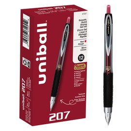 uniball 207 Retractable Gel Pens, Micro Point (0.5mm), Red