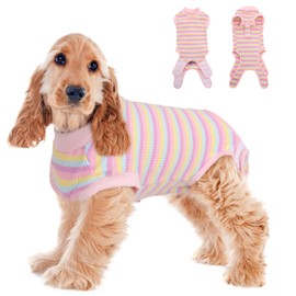 Dog Bodysuit After Surgery Male / , Lick Protection Dog Anti-Wound Licking Surgery Body Dog Wound Protection Suits for Dogs Surgical Suit Pet Shirt (Pink Stripes, XXL)