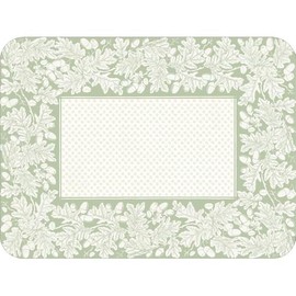 Caspari Oak Leaves & Acorns Rectangle Paper Placemats in Sage Green & Ivory - 12 Per Package, 2 Packs