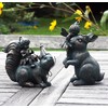 Set of 2 Garden Fairies with rabbit and squirrel,Bronze Effect