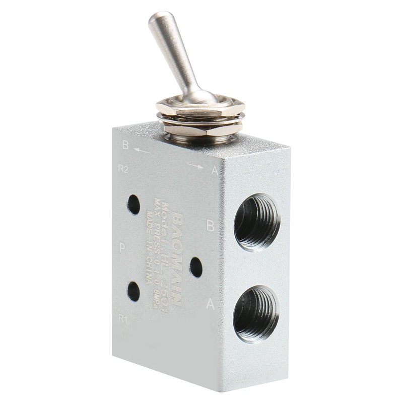 Baomain Pneumatic Toggle Knob Switch Valve HL-2501-V PT1/8 inch 5