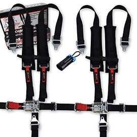 AAAA Aces Racing 5 Point Harness (Pair) Polaris Canam With Bypass plug (Black, 5 Point)