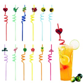 Pack of 12 Curly Shapes Straws, yisight Cocktail Straws, Children's Birthday, Reusable Drinking Straws, Decorative Straws, Pack of 12 Straws