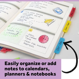 Post-it Tabs, .625 in Solid, Aqua, Yellow, Pink, Violet, 10/Color, 40/Dispenser (676-AYPV)