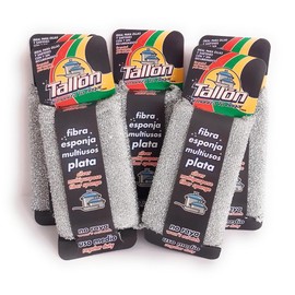 Genérico Fibra Esponja Multiusos Tallon, Paquete de 5 Piezas, Color Plata | Para Cocina, Cristalería, Pisos