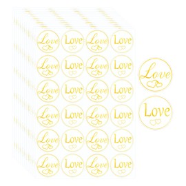 Clear Golden Heart Stickers, 1 Inch Wedding Stickers for Envelope Sealing,Invitations,Greeting Cards,Gifts Packaging,Birthday Card,Bridal Shower,Baby Shower(500 Pcs)