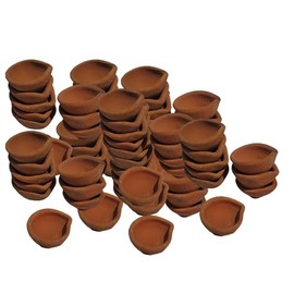 Traditional Clay Diya for Diwali, Earthen Oil Lamps for Pooja, Pack of 4, Terracotta