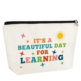 Best Teacher Appreciation Gifts Makeup Bag End of Year Best Teacher Gifts from Student Thank You Retirement Teachers Day Christmas Birthday Gift for Sister Women Daughter Aunt Travel Cosmetic Pouch