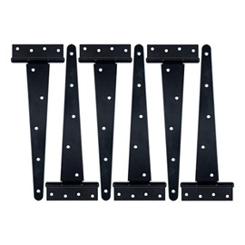HLMOptimo Heavy Duty T Hinge Tee Hinge T Strap Hinge Shed Hinge Gate Hinge Barn Hinge Fence Hinge Door Hinge Wrought Rustproof All Size Black (6pcs, 12inch)