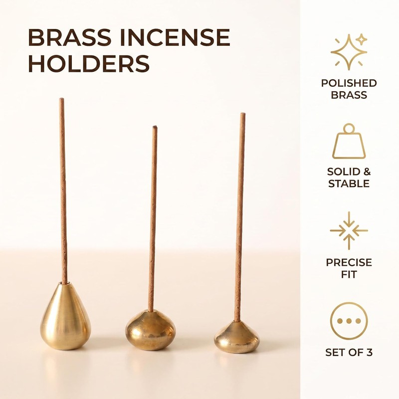 6Pcs Gold Mini Brass Incense Holder, Incense Cone Holder, Portable
