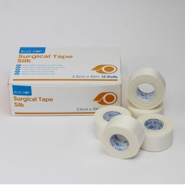2.5cm x 10cm Blue Dot Silk Surgical Tape (12 Pack)