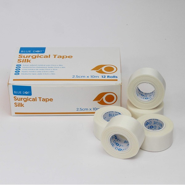 2.5cm x 10cm Blue Dot Silk Surgical Tape (12 Pack)