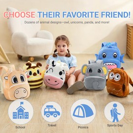 BETTERFUN Toddler Backpack Animal Pattern Mini Travel School Bags with Padded Straps for Little Boys Girls(Cow)