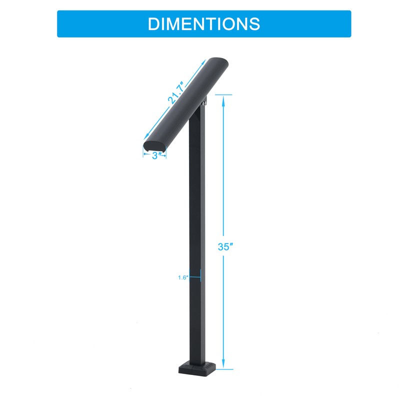 PICESA 1 Step Handrail for Outdoor Steps, Premium Aluminum Alloy