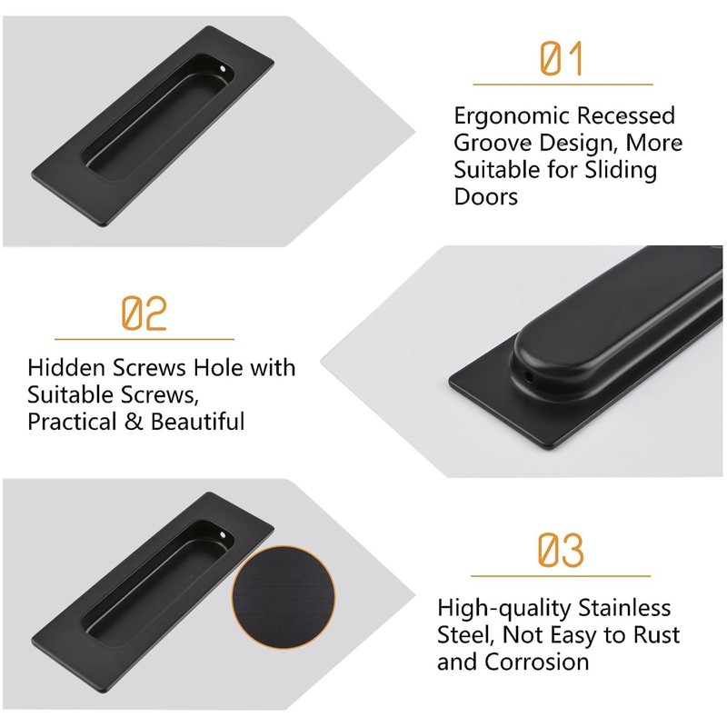 MOROBOR Cabinet Pull, 2Pcs Black Stainless Steel Rectangular Side Hole