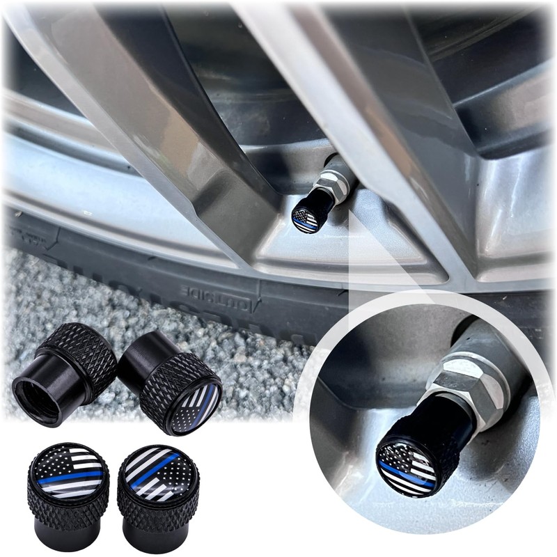 MEAJOO 4 PCS American Flag Tire Valve Stem Caps, Corrosion