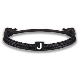GD GOOD.designs Bracelet with Letters, Adjustable Partner Bracelet (14 cm - 25 cm) with Black Braided Rope, Polyester