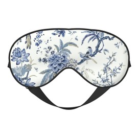 Sleep Eye Mask Vintage Blue Floral Sleep Mask for Women Men Comfortable Eye Mask with Adjustable Strap Soft Eye Cover Blindfold for Travel Yoga Nap Shift Work