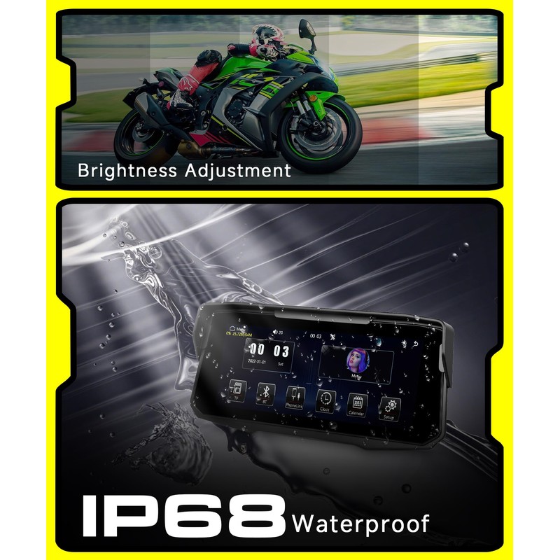 Rimoody 6.86 Inches Motorcycle Portable Carplay Car Radio with Wireless