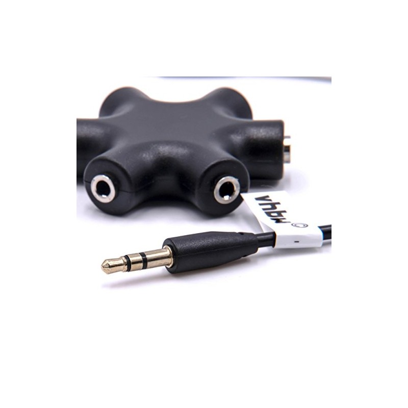 vhbw Audio Splitter 5-Way AUX Jack Splitter Black Compatible with